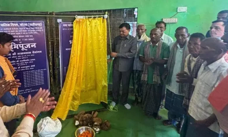 Minister लखनलाल देवांगन ,तीन वार्ड ,विकास कार्यों, भूमिपूजन, Raipur, रायपुर, कोरबा नगर निगम क्षेत्र , वॉर्ड क्रमांक 48 सेमीपाली बस्ती ,Minister Lakhanlal Devangan, three wards, development works, Bhoomi Pujan, Raipur, Raipur, Korba Municipal Corporation area, Ward No. 48 Semipali Basti,