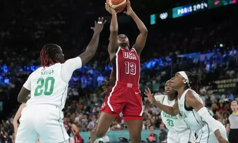 A'ja Wilson , जैकी यंग , अमेरिका, नाइजीरिया , 88-74 , London, लंदन, एजा विल्सन ,A'ja Wilson, Jackie Young, America, Nigeria, 88-74, London, London, A'ja Wilson,